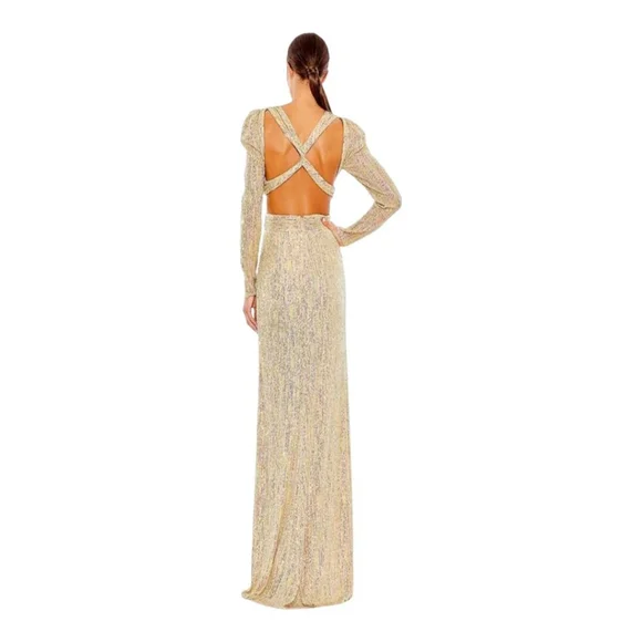 Mac Duggal Gown Size 6 Cream Multi-color - Picture 3 of 7